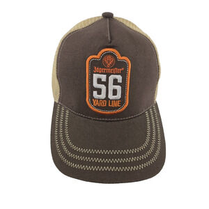 Jagermeister Trucker Hat Adult Snapback 56 Yard Line Brown Beige One Size Cotton
